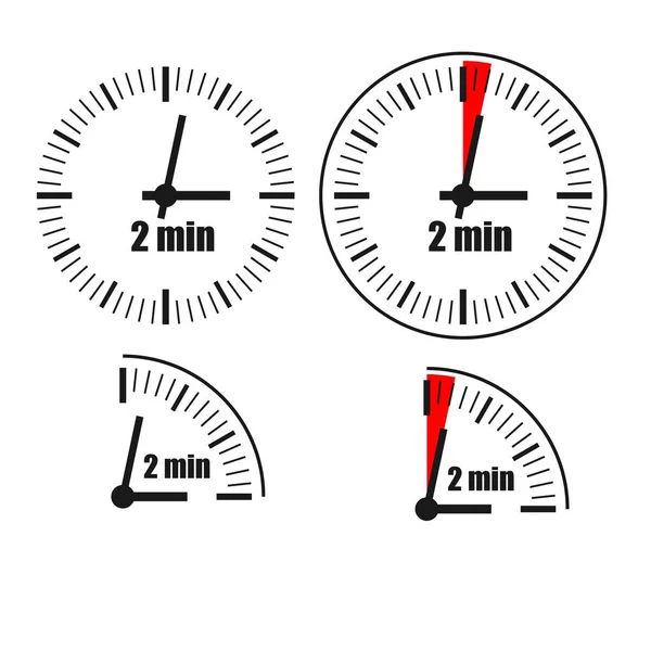 Δύο Λεπτά Ρολόι Λευκό Φόντο Τέσσερις Επιλογές — Διανυσματικό Αρχείο