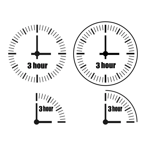 Τρεις Ώρες Ρολόι Λευκό Φόντο Τρεις Ώρα Τέσσερις Επιλογές — Διανυσματικό Αρχείο