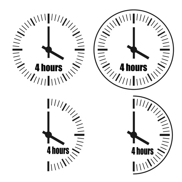 Τέσσερις Ώρες Ρολόι Λευκό Φόντο Τέσσερις Ώρα Τέσσερις Επιλογές — Διανυσματικό Αρχείο