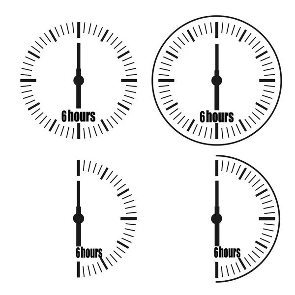Έξι Ώρες Ρολόι Λευκό Φόντο Έξι Ώρα Τέσσερις Επιλογές — Διανυσματικό Αρχείο