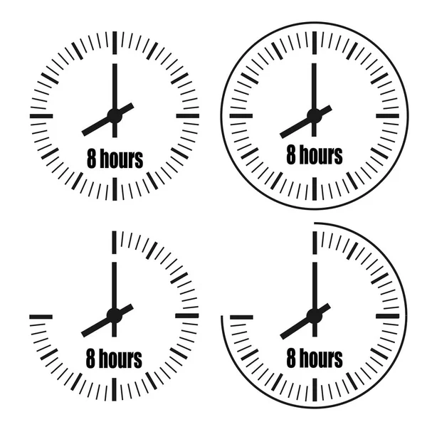 Ρολόι Οκτώ Ώρες Λευκό Φόντο Οκτώ Ώρα Τέσσερις Επιλογές — Διανυσματικό Αρχείο