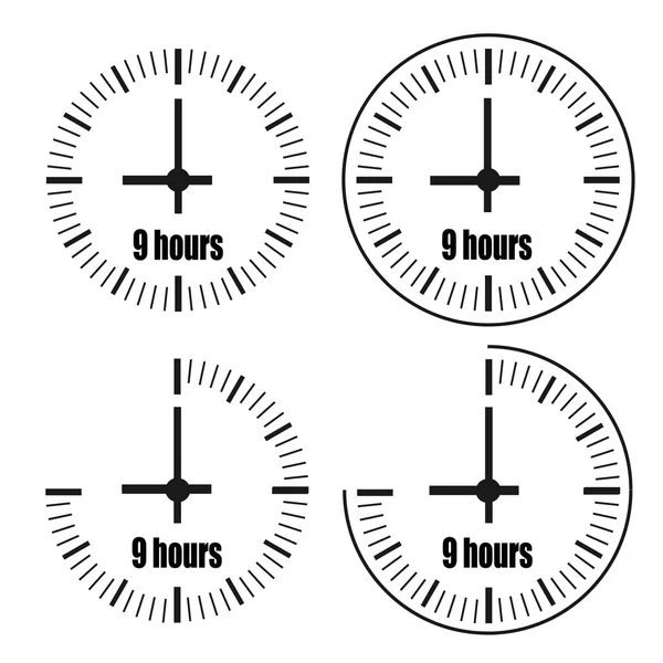 Beyaz Arka Plan Üzerinde Dokuz Saat Saat Saat Dokuz Dört — Stok Vektör