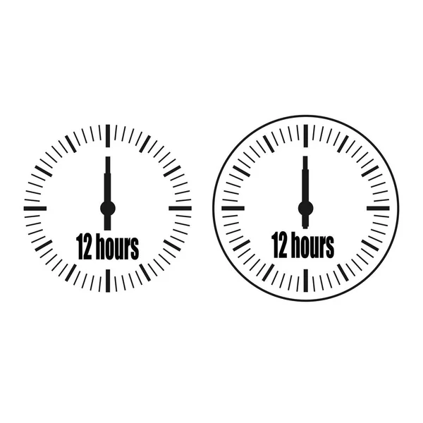 Douze Heures Horloge Sur Fond Blanc Douze Heures Deux Options — Image vectorielle