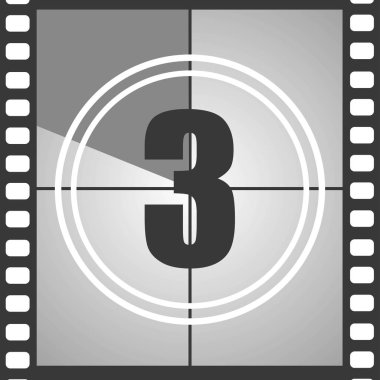 Eski film 3 numaralı saymak üçü gitti. Film geri sayım numarası. Vektör çizim Eps 10.