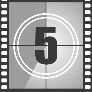 Sayı 4 eski film sayısı aşağı, beş. Film geri sayım numarası. Vektör çizim Eps 10.