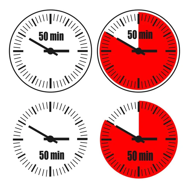 Beyaz arka plan üzerinde elli dakika saat. Dört seçenekleri.