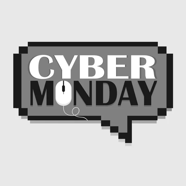 Cyber Δευτέρα Γκρι Πανό Μορφή Από Ένα Συννεφάκι Ομιλίας Pixelated — Διανυσματικό Αρχείο