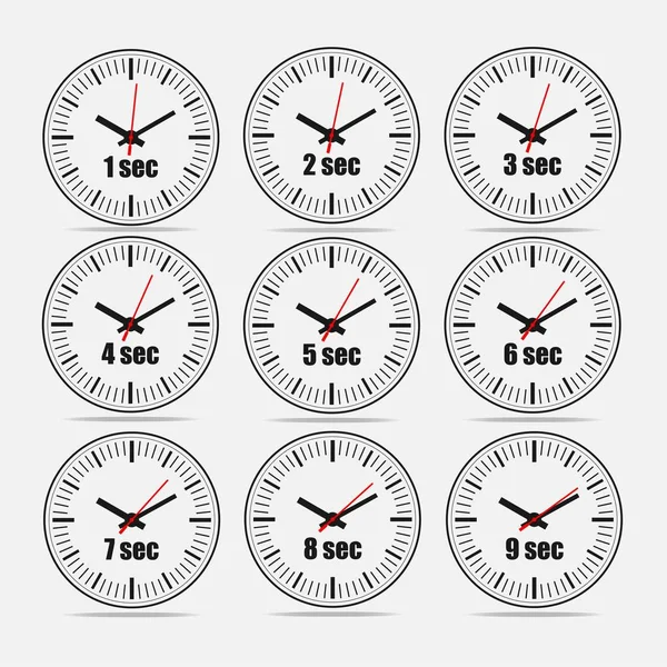 Ilustración Vectorial Incrementos Intervalo Segundo Filas Columnas Sobre Fondo Gris — Vector de stock