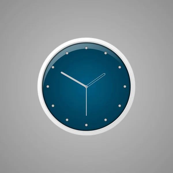 Horloge Murale Bleue Isolée Sur Fond Gris Illustration Vectorielle Eps — Image vectorielle