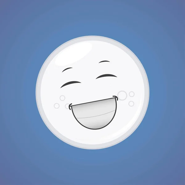 Білий Сміється Символ Мультфільму Місяць Векторні Ілюстрації Ізольовані Синьому Фоні — стоковий вектор