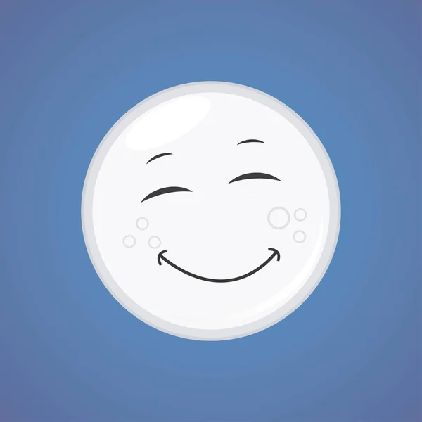 Luna Sonriente Simple Blanca Con Ojos Cerrados Personaje Dibujos Animados — Vector de stock