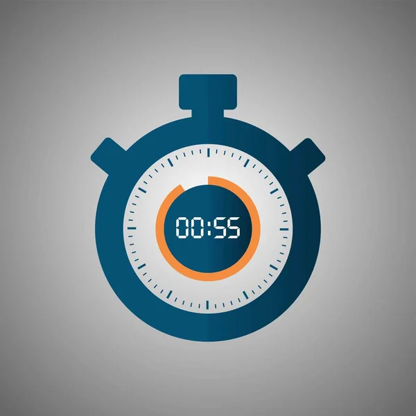 Значок секундомера в плоском стиле 55 секунд — стоковый вектор