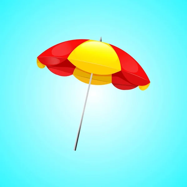 Beach umbrella Red and Yellow isolated on blue background — Stock Vector