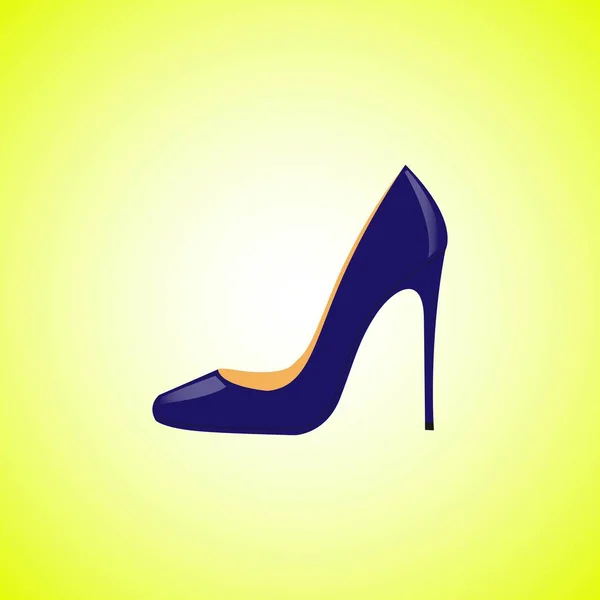 Realistische blauwe vrouwen schoenen geïsoleerd op een gele achtergrond — Stockvector
