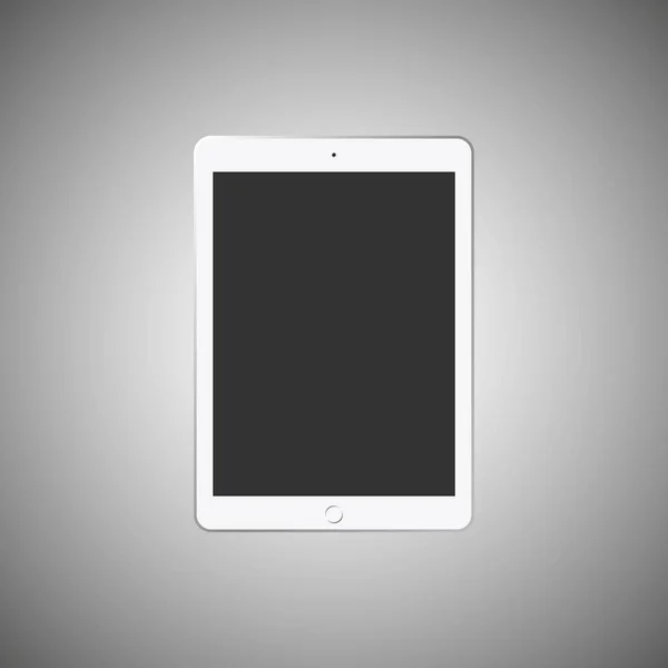 Tableta negra con pantalla gris sobre fondo gris. Ilustración vectorial Vectores de stock libres de derechos