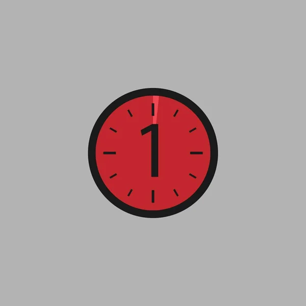 Secondo Orologio Sfondo Grigio Icona Cronometro Stile Piatto Timer Rosso — Vettoriale Stock