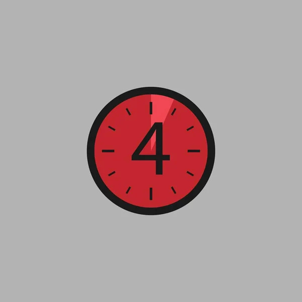 Четыре Секунды Сером Фоне Значок Секундомера Плоском Стиле Красный Таймер — стоковый вектор
