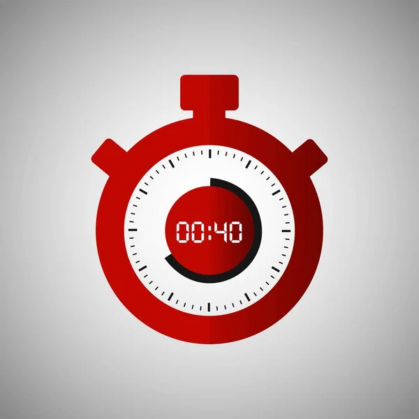 Stopwatch Pictogram Vlakke Stijl Rode Timer Grijze Achtergrond Sport Klok — Stockvector