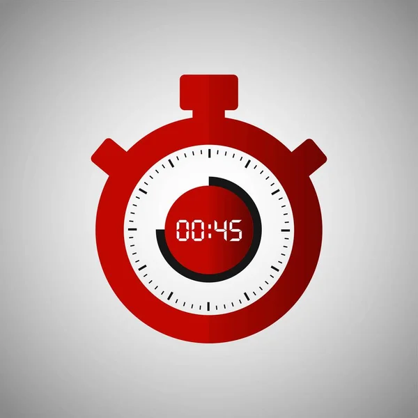 Icono Cronómetro Estilo Plano Temporizador Rojo Sobre Fondo Gris Reloj Vector de stock