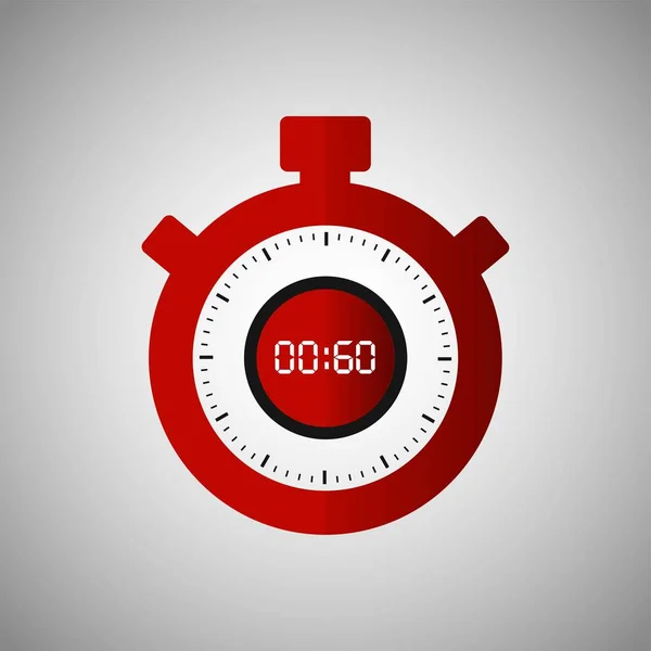 Icono Cronómetro Estilo Plano Temporizador Rojo Sobre Fondo Gris Reloj Vectores de stock libres de derechos