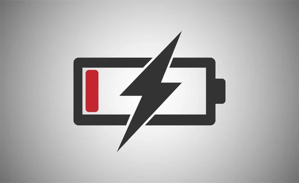 Battery Charging Icon Flat Design Gray Background 图库插图