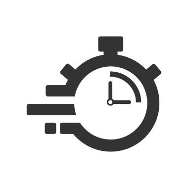 Zaman hızlı teslimat simgesi, kronometre hareket, son tarih kavramı, saat hızı. Kronometre simgesi gri arka plan üzerinde dakika 15 saniye. Saat ve saat, Zamanlayıcı, geri sayım sembolü. EPS 10 vektör.