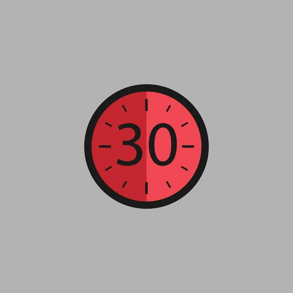 Thirty Seconds Clock Gray Background Stopwatch Icon Flat Style Red — 图库矢量图片