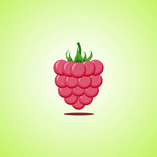 Himbeeren Symbol isoliert auf grünem Hintergrund. bunte Karikatur Frucht Ikone. — Stockvektor