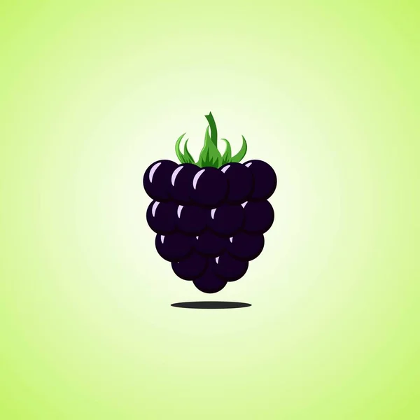 Icono de Blackberry aislado sobre fondo verde. Icono colorido de fruta de dibujos animados . — Archivo Imágenes Vectoriales