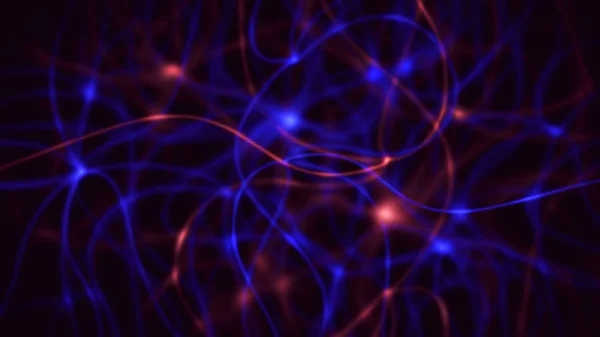 네트워크 데이터 뉴런과 생물학적 연결을 표시하는 어두운 추상배경 — 스톡 사진