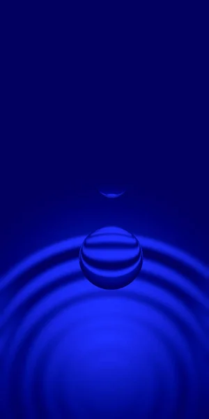 抽象的なイラスト 水と波の飛ぶ滴 青い暗い垂直背景は スマートフォンのための壁紙として使用することができます — ストック写真