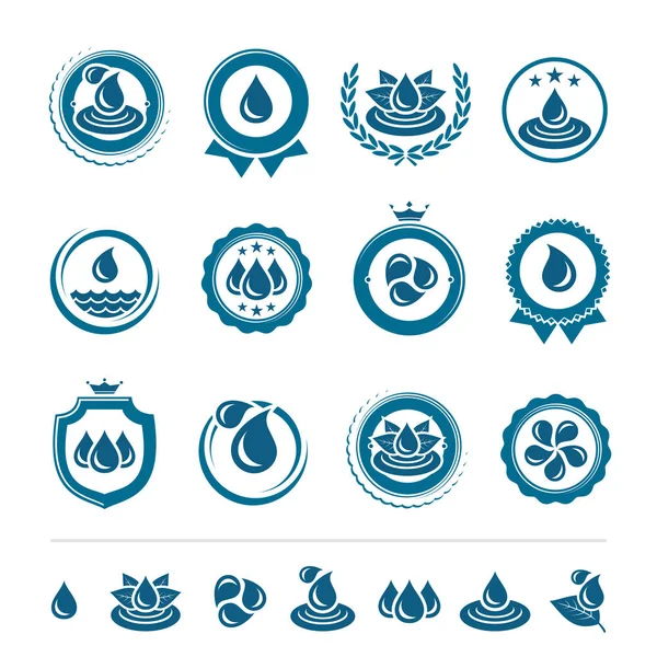 Water Icon Labels Set Vector — Stock Vector