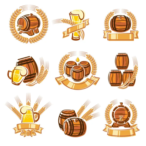 Set Etiquetas Cerveza Vector Editar Tamaño Color — Vector de stock