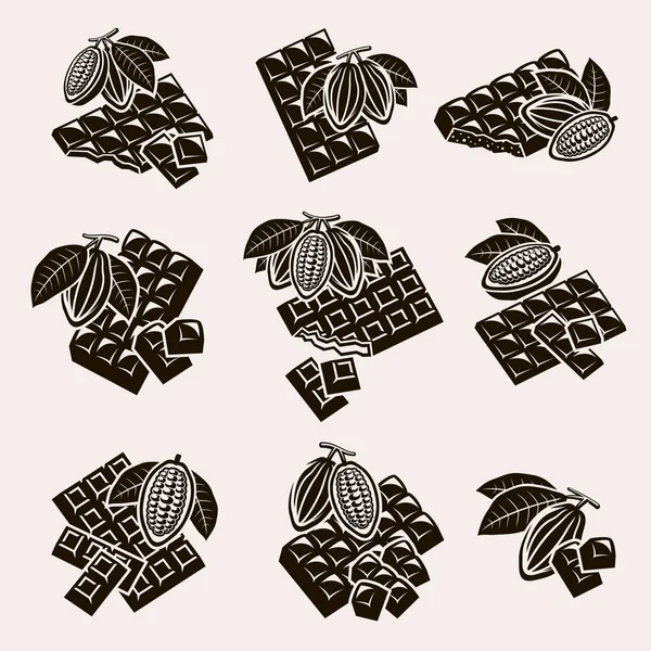 Collection Chocolate Set Edit Size Color Vector — Stock Vector