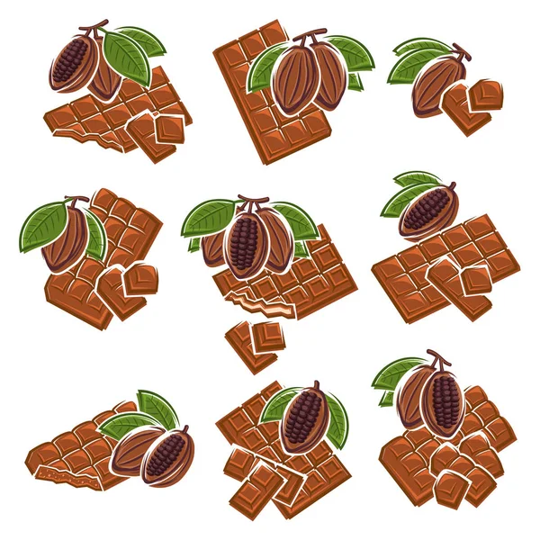 Chocolade Set Bewerken Van Grootte Kleur Vector Vector — Stockvector