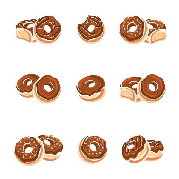 Donut Set Collection Icons Donuts Vector — Stock Vector