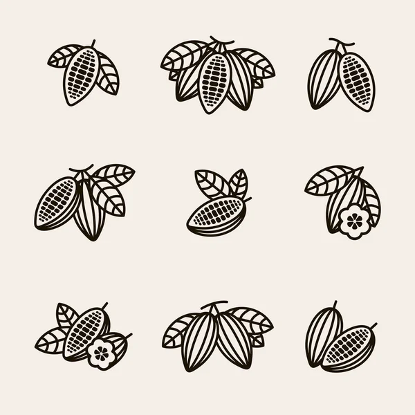 Cacao Beans Set Edit Size Color Vector — Stock Vector