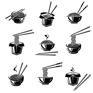 Erişte seti. Koleksiyon simgesi erişte. Vektör