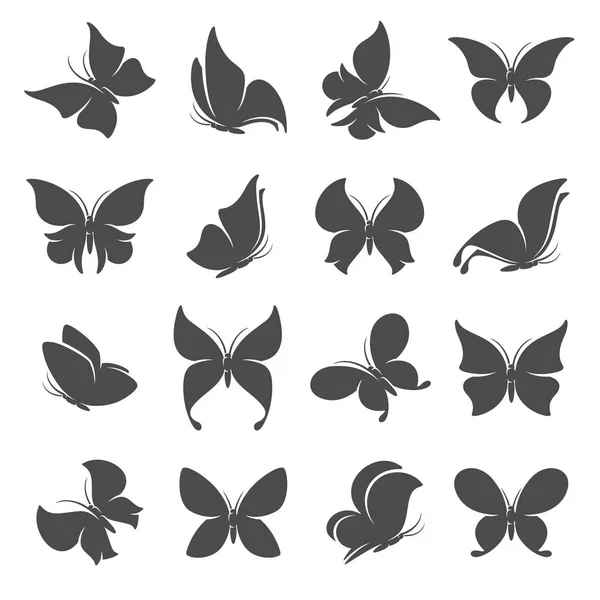 Schmetterlinge Setzen Ein Sammlung Schmetterlingssymbole Vektor — Stockvektor