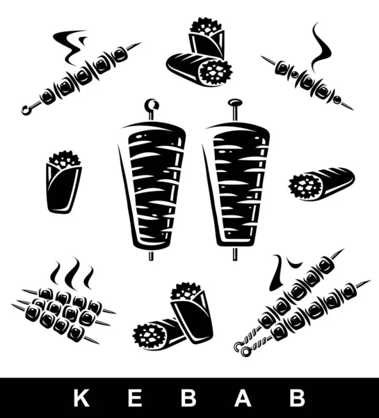 Kebab Set Collection Icon Kebabs Vector — Stock Vector