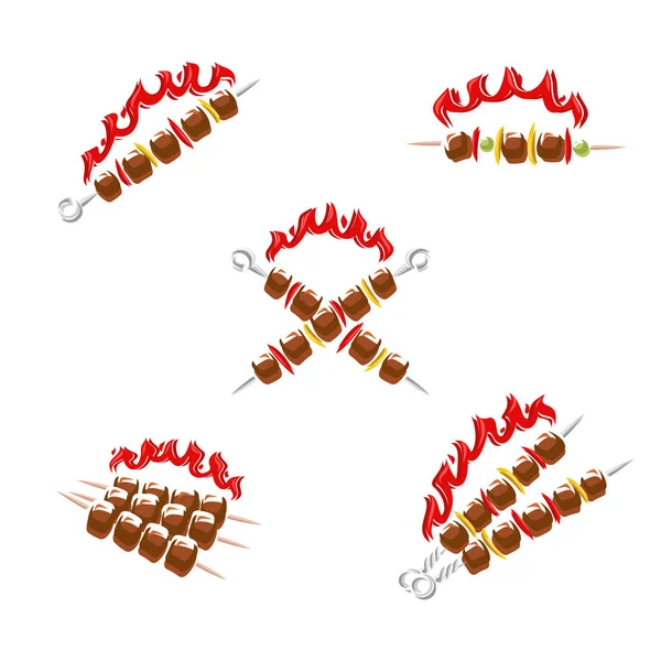 Kebab Labels Elements Set Collection Icon Kebabs Vector — Stock Vector