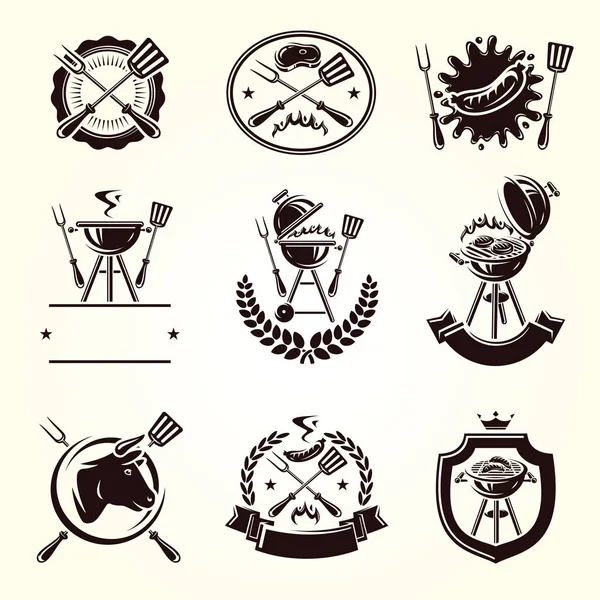 Grill Labels Elements Set Collection Icon Grill Vector — Stock Vector