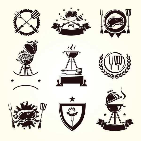 Grill Labels Elementen Set Collectie Icon Grill Vector — Stockvector