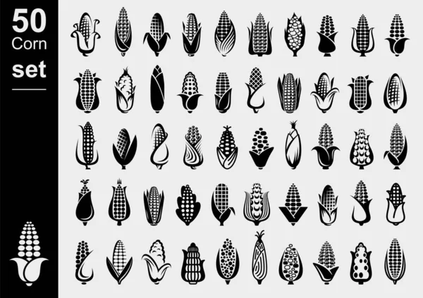 玉米的设置 收集图标玉米 — 图库矢量图片