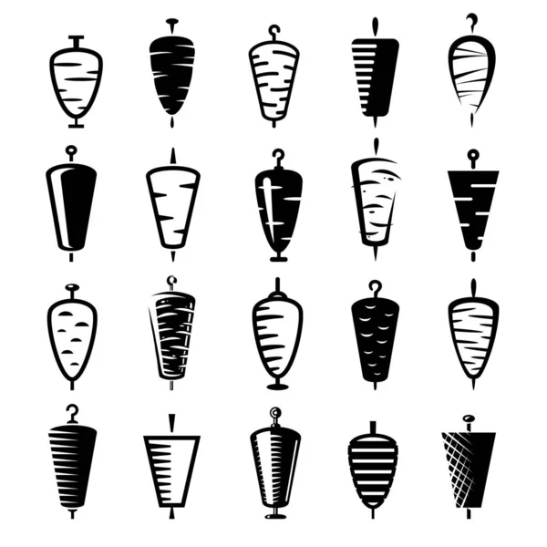 Dönerset Sammlung Ikone Kebab Vektor — Stockvektor