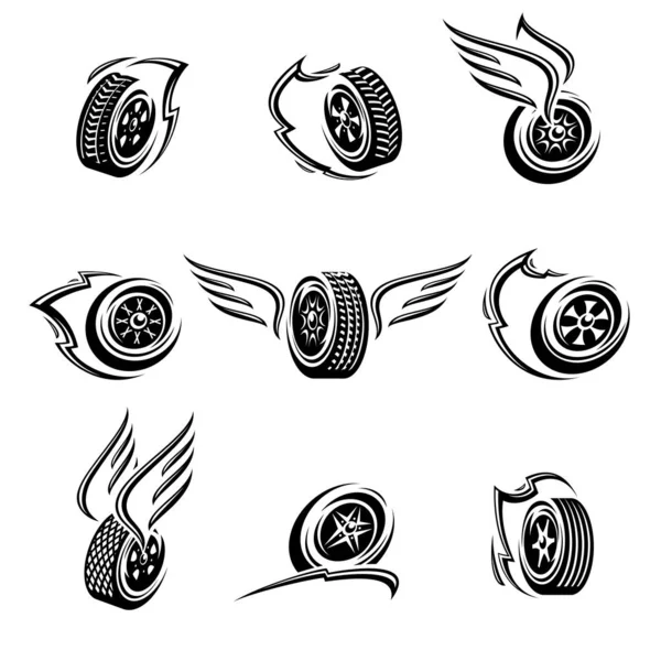 Car Wheels Collection Set Collection Icon Wheels Vector — Stock Vector