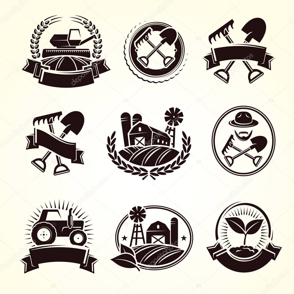 Farm labels and elements set. Collection icon farm. Vector