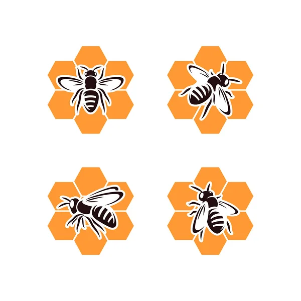 Juego Abejas Colección Icono Abeja Vector — Archivo Imágenes Vectoriales