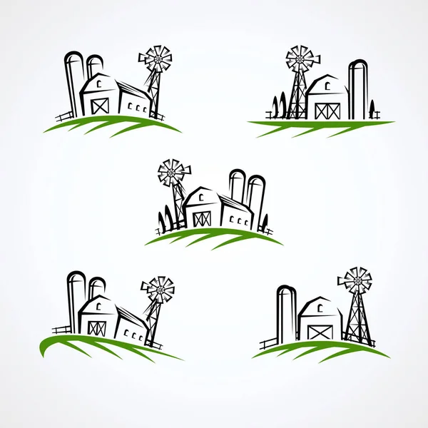 Çiftlik koleksiyonu simgesi kümesi. Vektör