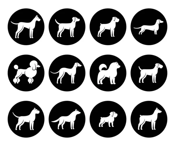 Dogs Set Collection Icon Dog Vector — Stock Vector